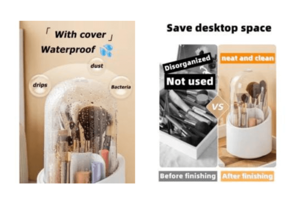360° Degree Rotating Makeup Brush Holder with Dustproof Lid - NovaStore.pk
