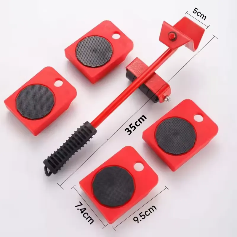 Furniture Lift Mover Tool Set – Adjustable Lever & 4 Pulleys, Heavy Duty Carbon Steel, For Moving Cabinets & Appliances (Blue)