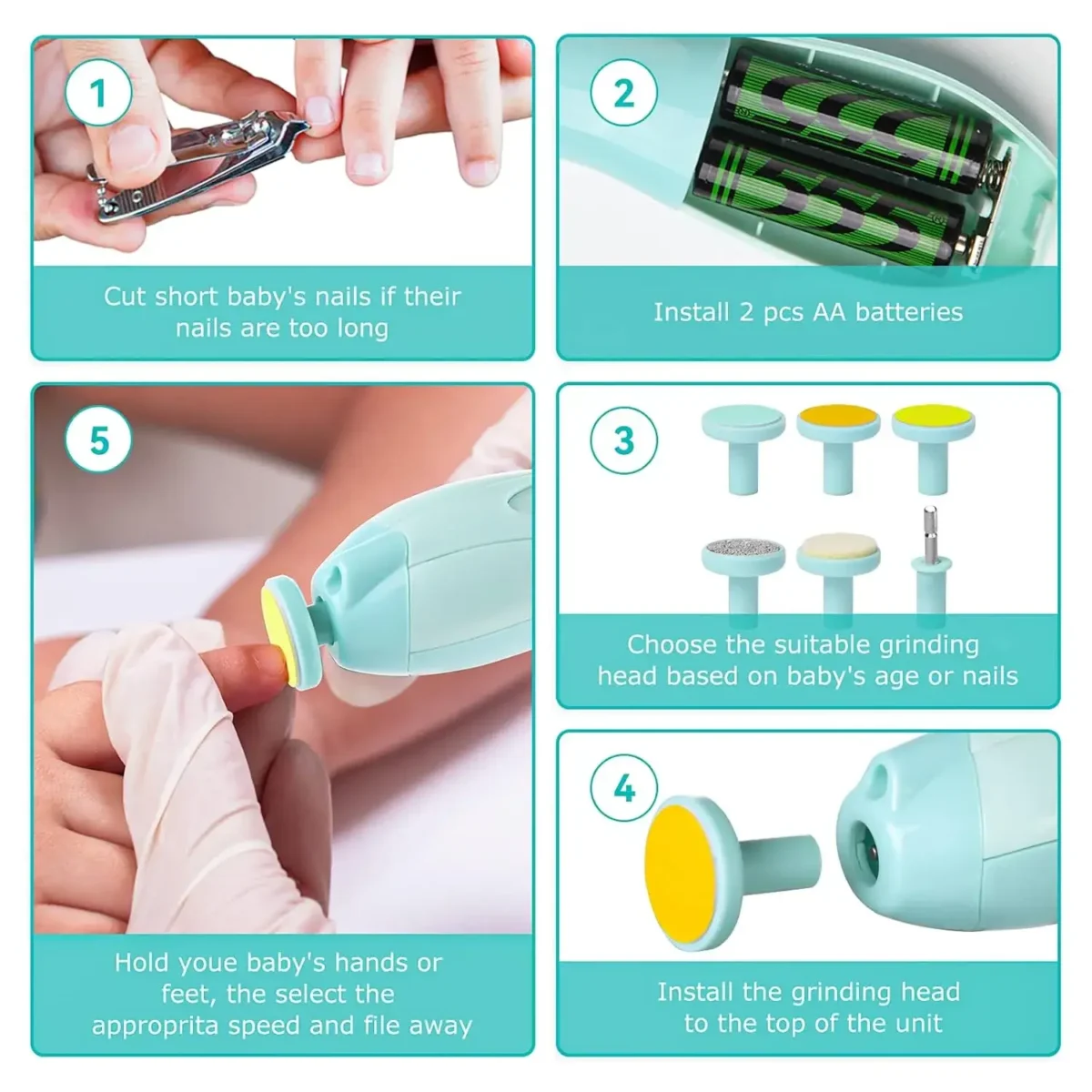 Gentle & Safe Baby Nail Trimmer with Light – Electric Nail Care Tool for Babies - Image 3