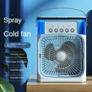 3-in-1 Portable Mini Air Cooler Fan with Humidifier & LED Light (10 Inch) - Image 3