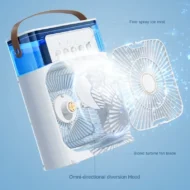 3-in-1 Portable Mini Air Cooler Fan with Humidifier & LED Light (10 Inch) - Image 2